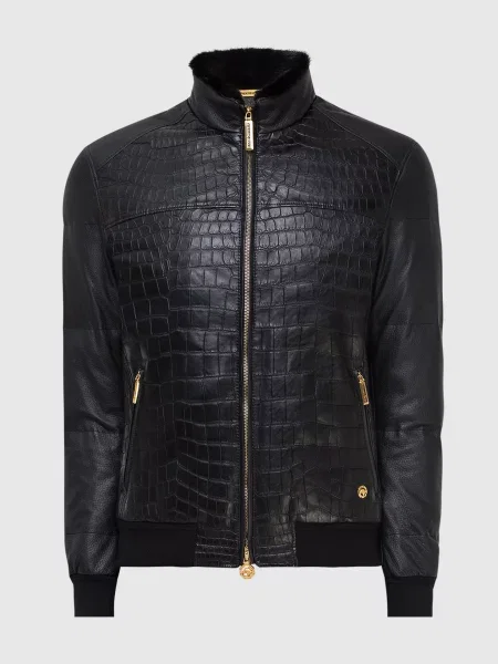 Кожаная куртка Stefano Ricci черная