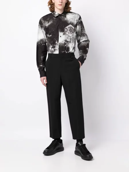Raštuotos tie-dye džinsiniai marškiniai Versace Jeans Couture kaklaraiščiai juoda