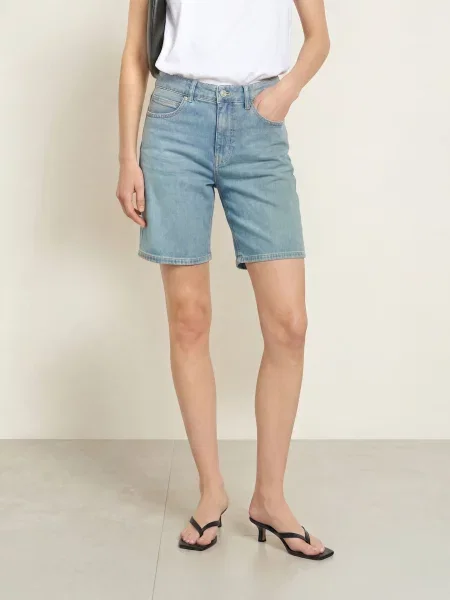 Opus Pants Džínové Šortky Mari mid mustard blue modré