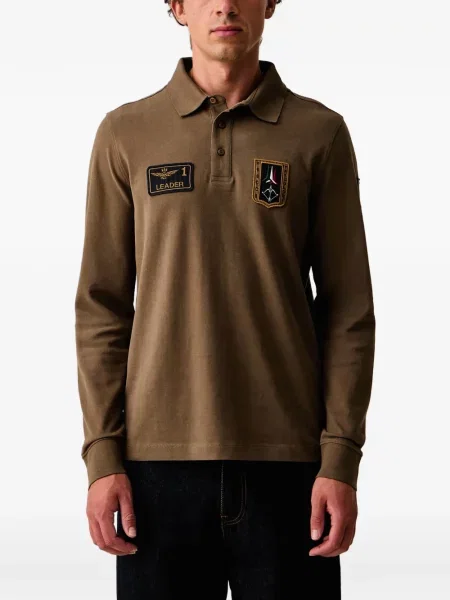 Lung tricou polo Aeronautica Militare maro