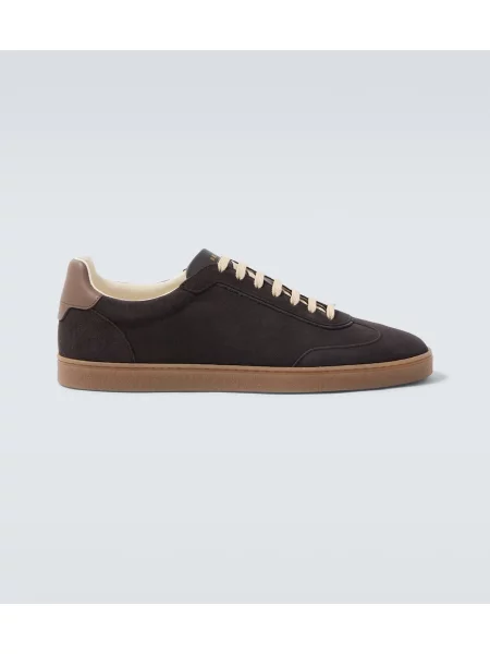 Sneakerși Brunello Cucinelli din piele de căprioară maro