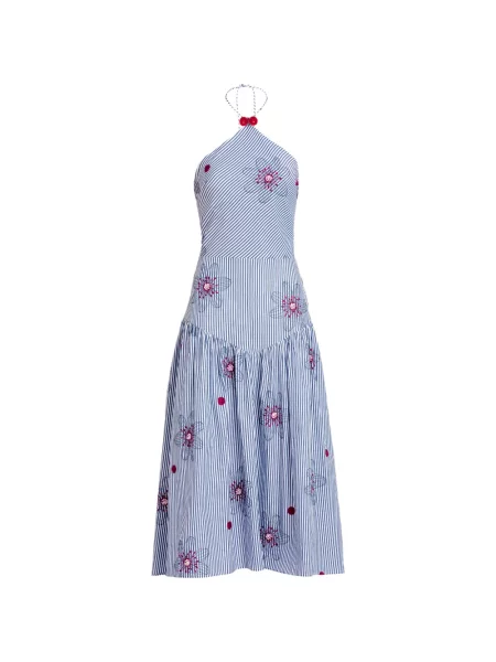 Rochie midi Silvia Tcherassi cu dungi albastru