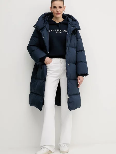 Tommy Hilfiger bluza granatowy z kapturem z aplikacją