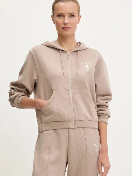 Суичър с качулка Guess с качулка с апликация черно