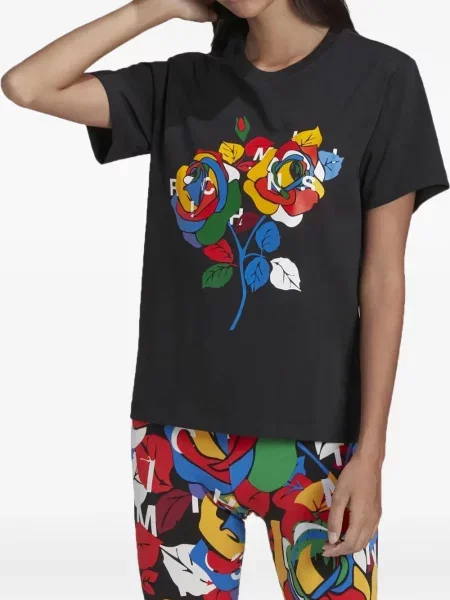 Dzianinowe haftowane polo Adidas w paski szare