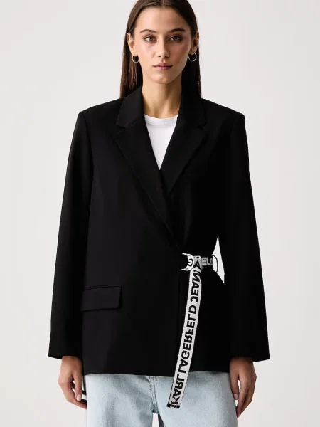 Karl Lagerfeld Jeans sako za žene s viskozom crna