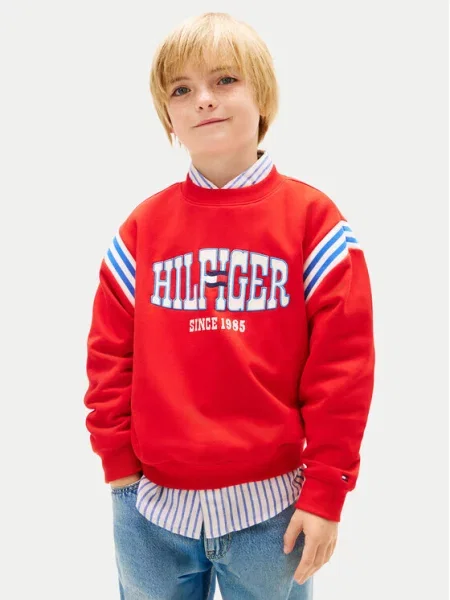 Tommy Hilfiger Pulóver Wavy Flag piros