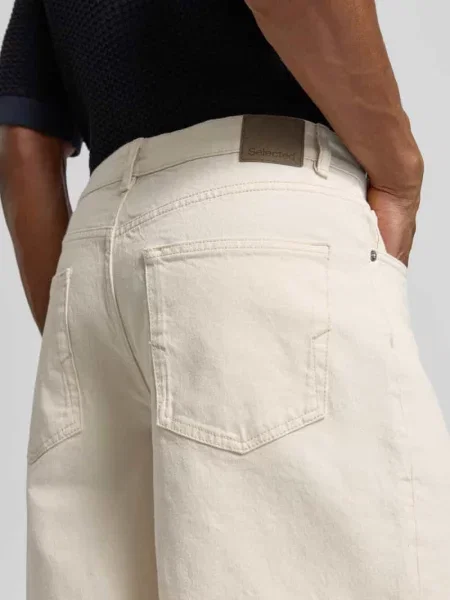 Szorty jeansowe o kroju relaxed fit z mieszanki bawełny model LOOSE ALEX SUMMER' Selected Homme białe