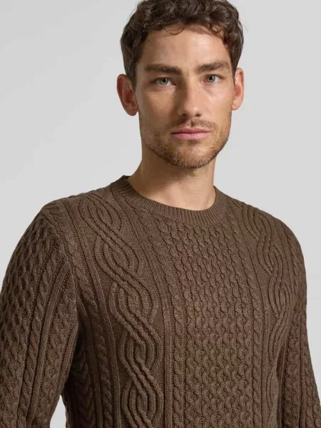 Sweter z dzianiny z prążkowanymi wykończeniami model ‘BLUSEAN’ Jack & Jones Premium