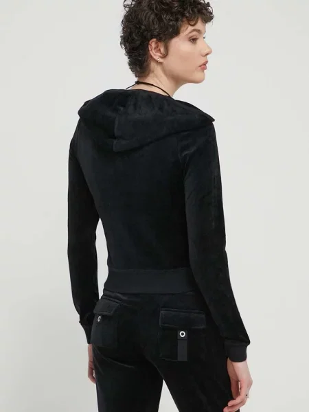 Mikina Juicy Couture s kapucí s aplikací černá
