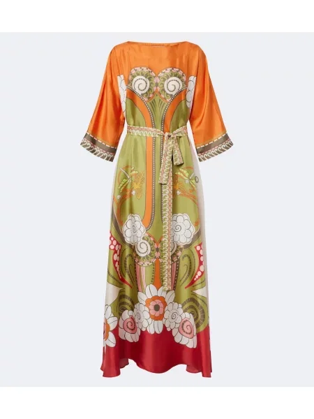 Rochie maxi La Doublej de mătase cu imagine
