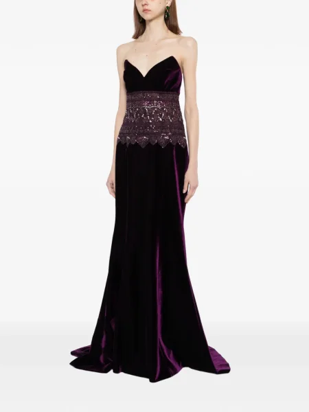 Rochie Saiid Kobeisy cu broderie de costum violet