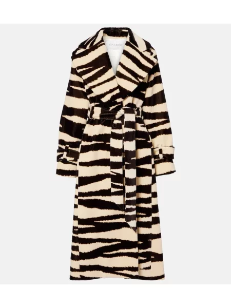 Aksamitny płaszcz Nina Ricci z nadrukiem w zebrę czarny