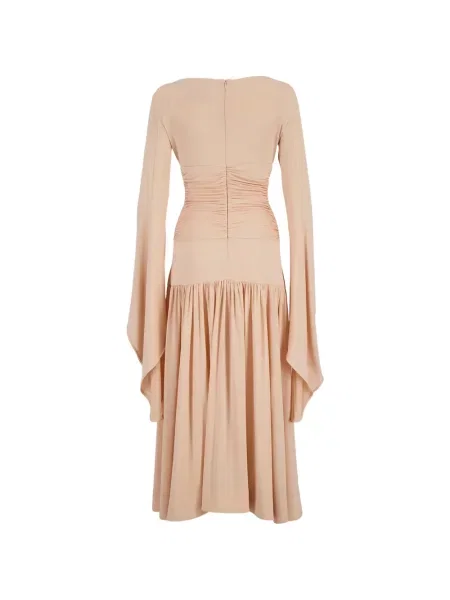 Rochie midi La Doublej cu volane drapată roz