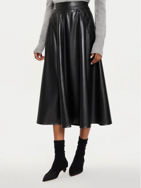 Marella Fustă din imitație de piele Lepanto negru