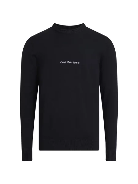 Calvin Klein Swetry Mężczyzna S Sweter z Kontrastowym Logo czarny