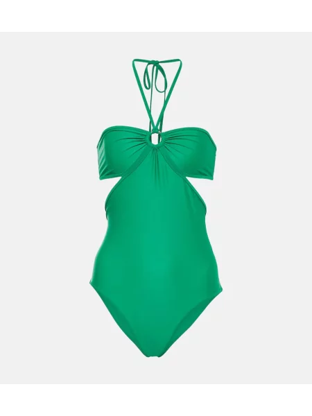 Costum de baie Paco Rabanne cu gât halter verde