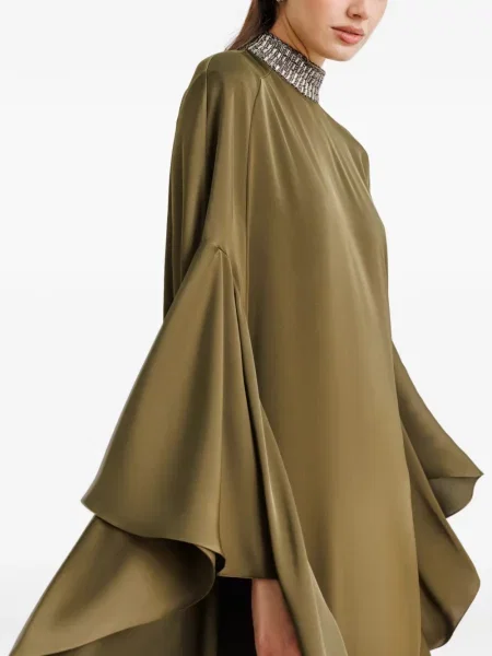 Maxi rochie maxi Gemy Maalouf cu mărgele de costum verde