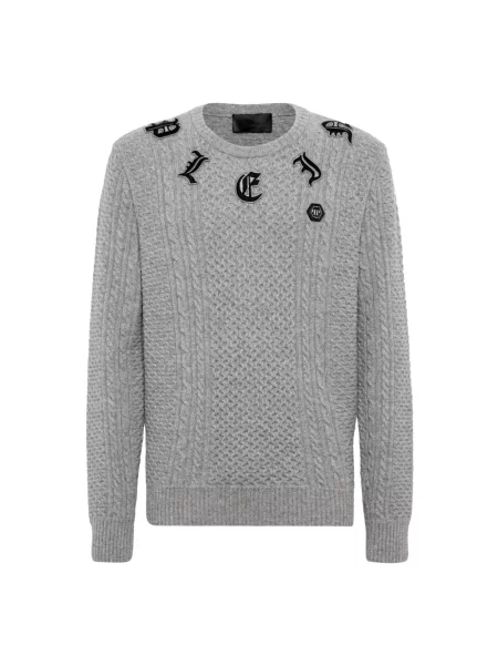Sweter Philipp Plein wełniany szary