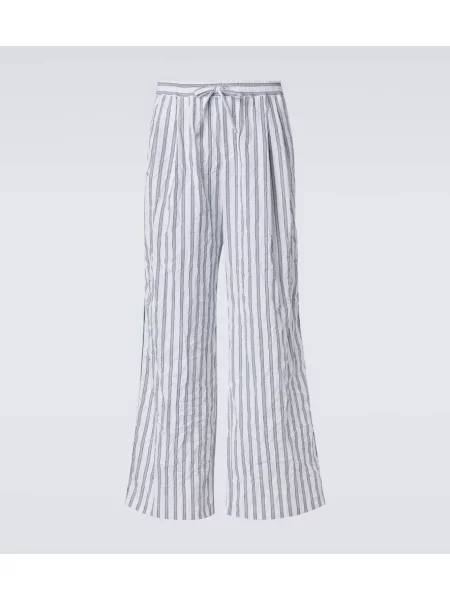 Široke noge hlače Dolce&gabbana s črtami poplin bela