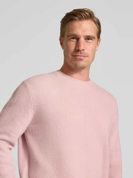 Sweter z wełny merino model ‘RAGI’ Annarr różowy
