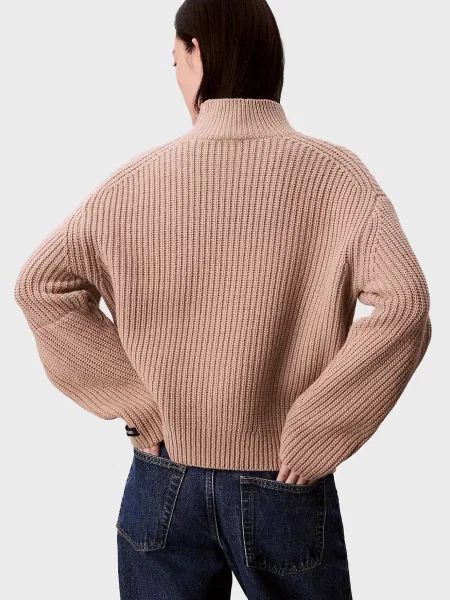 Вовняна водолазка Calvin Klein Jeans чанкі бежева