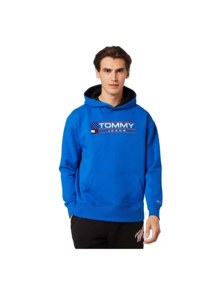 Bluza z kapturem Tommy Jeans niebieska