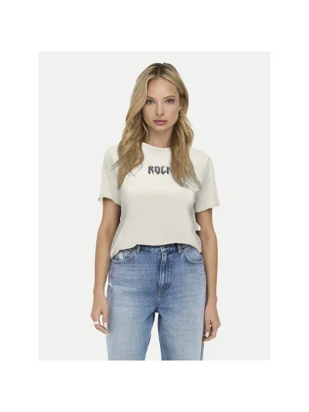 ONLY Póló Lucy Ekru Regular Fit