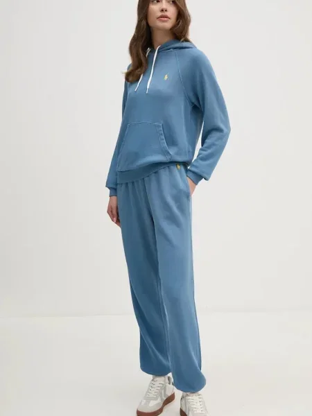 Polo Ralph Lauren bluza z kapturem wzorzysta niebieski