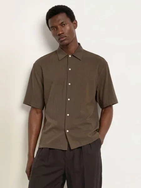 Allsaints Košile S Krátkým Rukávem Archer Comfort Fit olivová