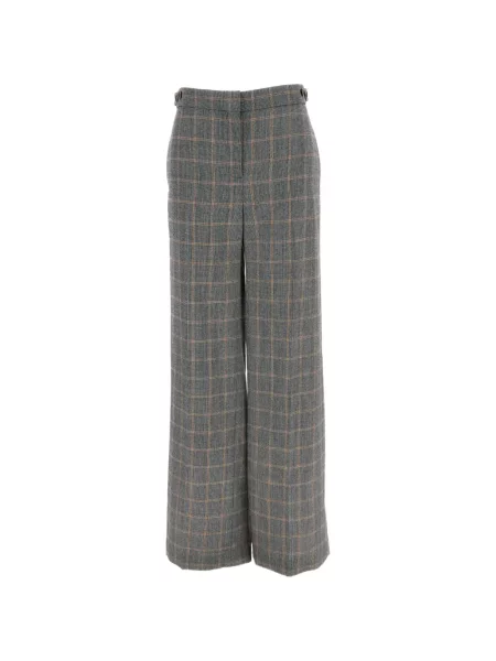 Pantaloni Stella Mccartney de lână în carouri gri