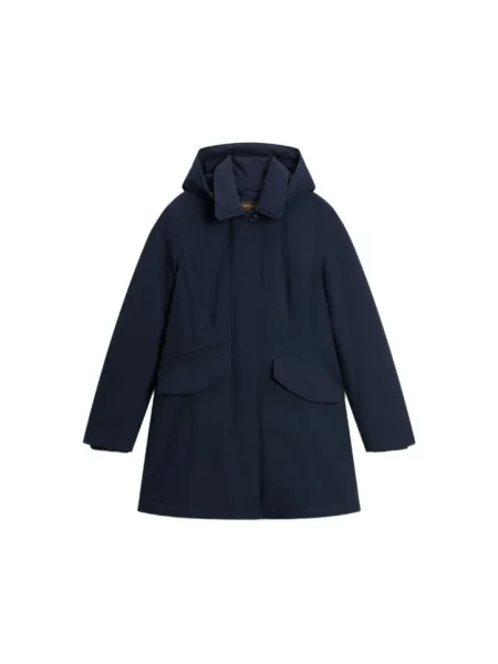 Lekki płaszcz Woolrich ze stretchu niebieski