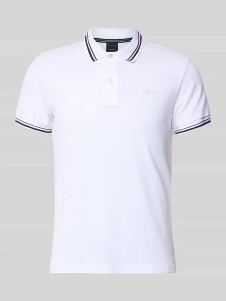 Koszulka polo o kroju slim fit z paskami w kontrastowym kolorze Geox białe