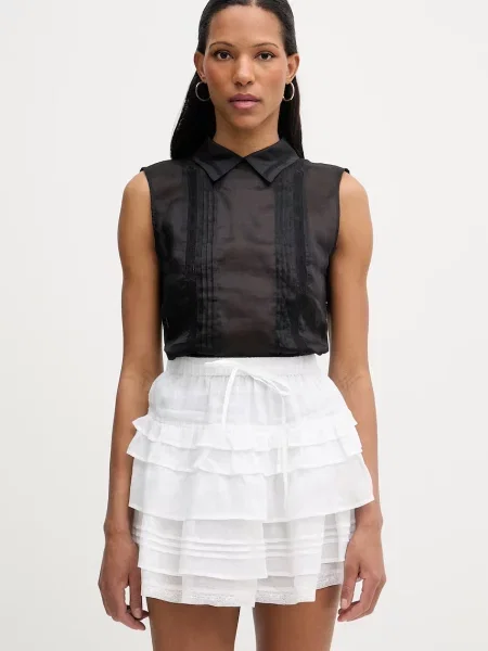 Lniany top Isabelle Blanche czarny