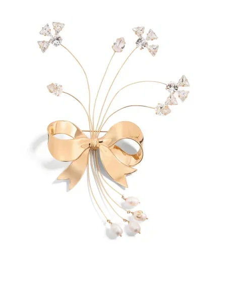Brosa Valentino Garavani cu model floral auriu