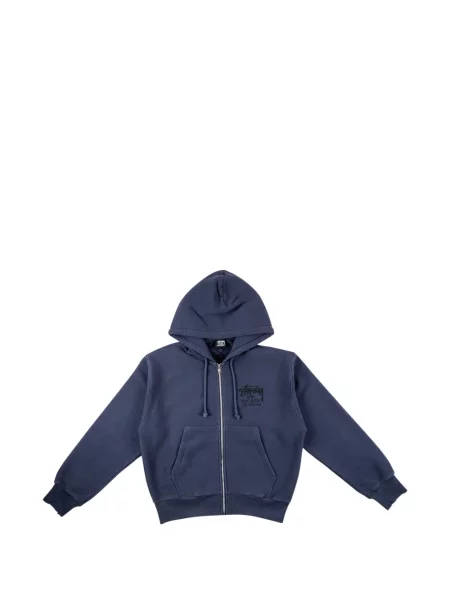 Mikina s kapucí Stussy s potiskem v městském stylu modrá
