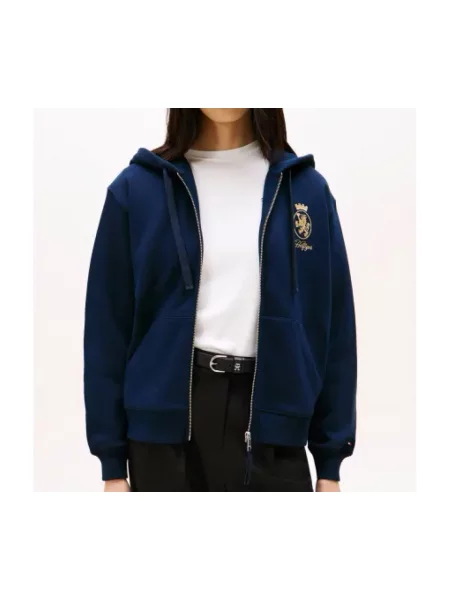 Geacă Tommy Hilfiger din material terry albastru