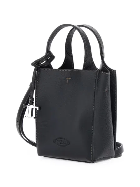 Kožená kabelka Tod's s autogramem černá