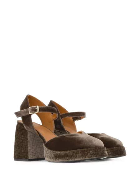 Pantofi cu toc Castaner de catifea maro