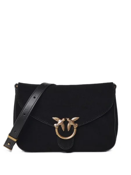 Geanta crossbody Pinko din piele de căprioară negru