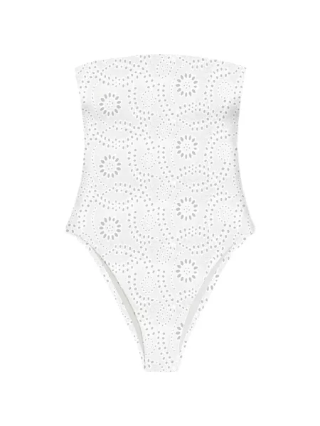 Sutien bandeau Mc2 Saint Barth cu broderie alb