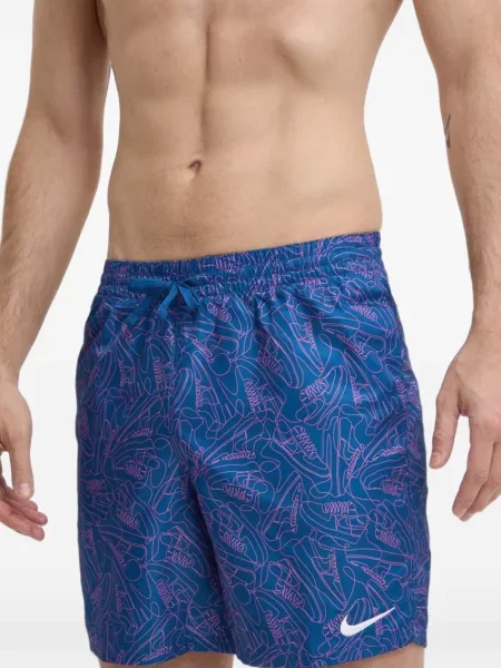 Slip de baie Nike cu cordon cu imagine tricotate albastru