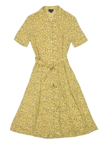 Rochie midi Callipygian cu model floral cu imagine până la genunchi galben