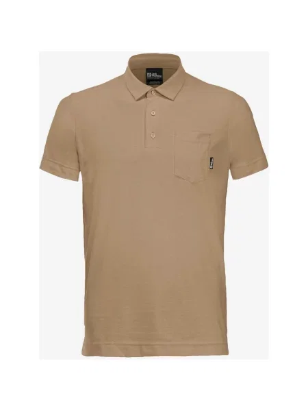 Jasnobrązowa koszulka polo Jack Wolfskin Terral z krótkim rękawem S brązowa