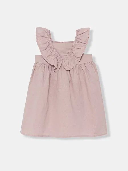 United Colors of Benetton letní šaty se lnem růžové
