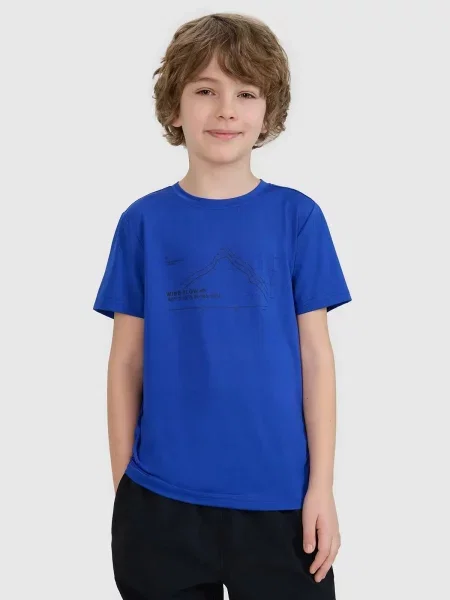 T-SHIRT CHŁOPIĘCY 4F KOSZULKA SPORTOWA SZYBKOSCHNĄCA niebieska