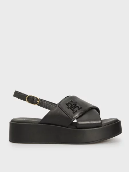 Кожаные утепленные босоножки Tommy Hilfiger черные