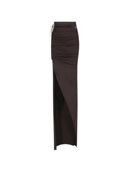 Fusta maxi Rick Owens cu volane cu cordon maro