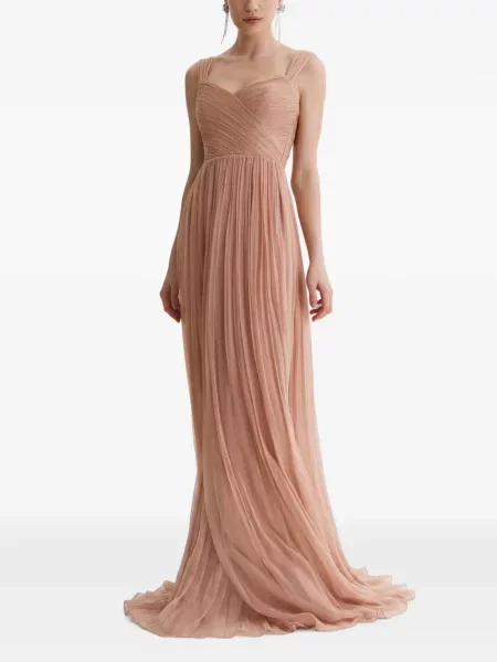 Rochie maxi Framboise de mătase roz