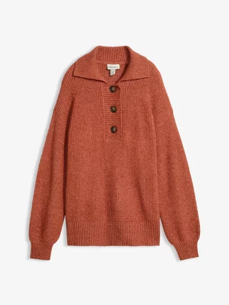 Sweter ze stójką z mieszanki bawełny brązowy
